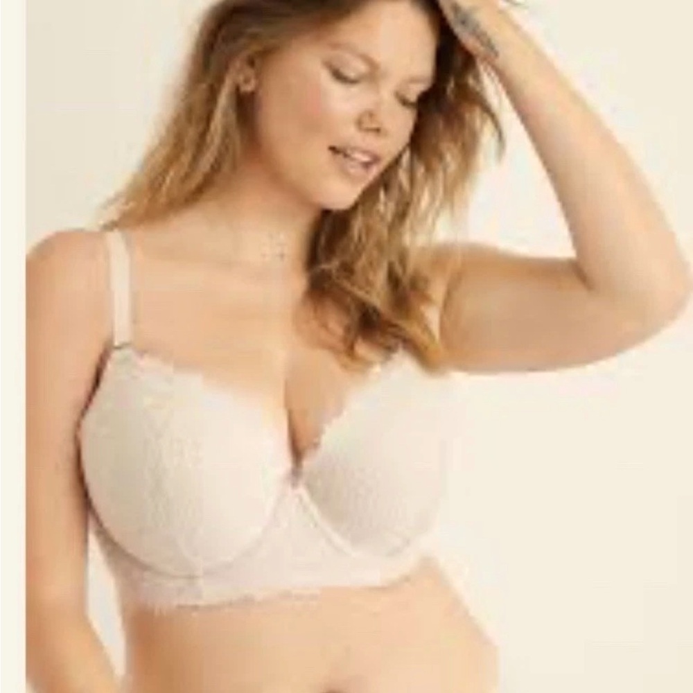 NWT Aerie Real Power Push-Up Lace Bra 34DD in Ivory Lacey, feminine